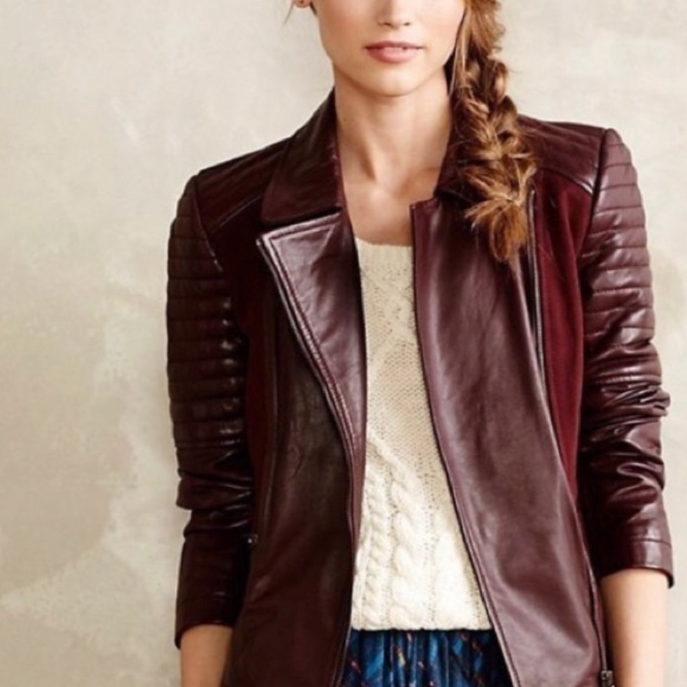 Anthropologie Elevenses Leather Moto Jacket